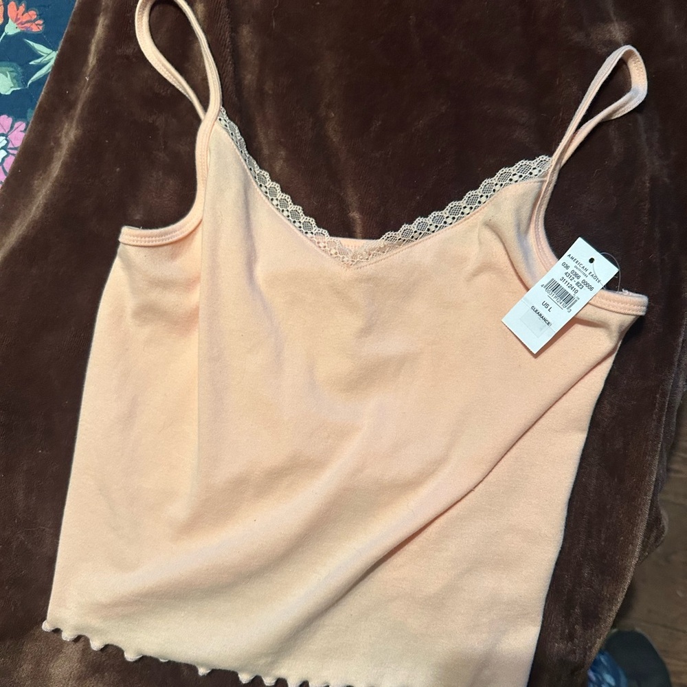 Peach Lace Trim Cami Top